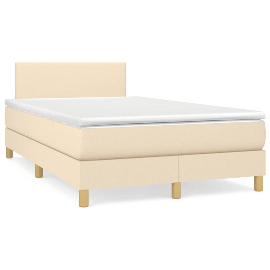 Boxspring Met Matras Stof Crèmekleurig 120X190 Cm
