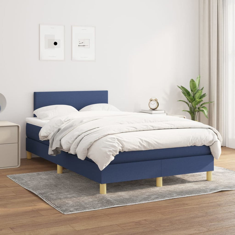 Boxspring Met Matras Stof Blauw 120X190 Cm