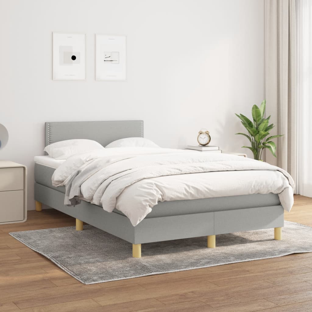 Boxspring Met Matras Stof Lichtgrijs 120X190 Cm