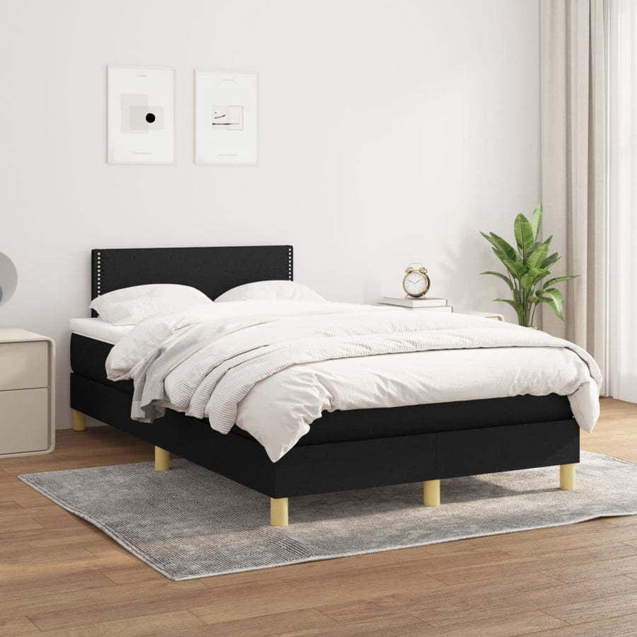 Boxspring Met Matras Stof Zwart 120X190 Cm Grijs