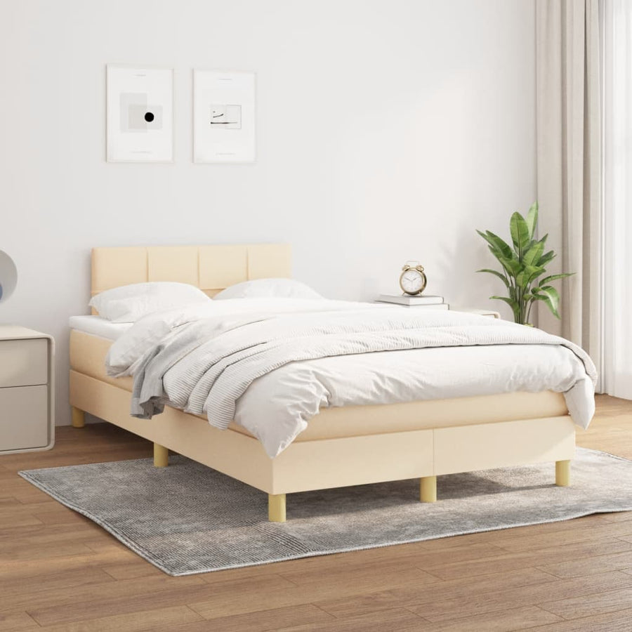 Boxspring met matras stof crèmekleurig 120x190 cm