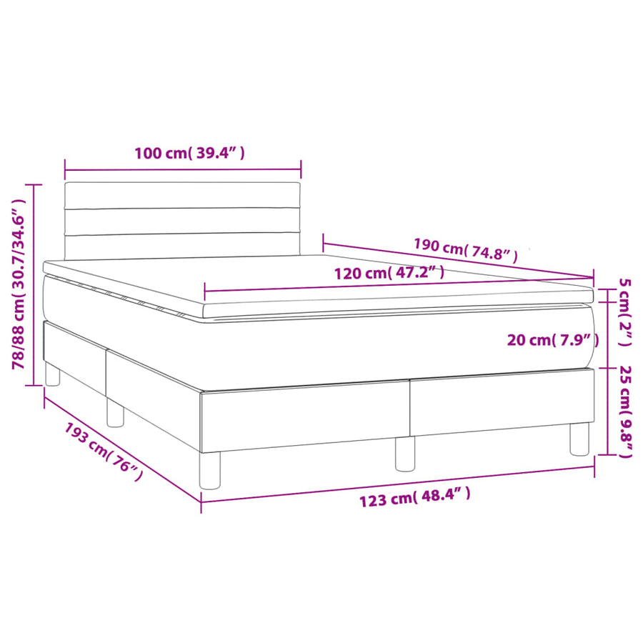 Boxspring Met Matras Stof Lichtgrijs 120X190 Cm