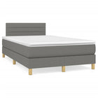 Boxspring Met Matras Stof Donkergrijs 120X190 Cm