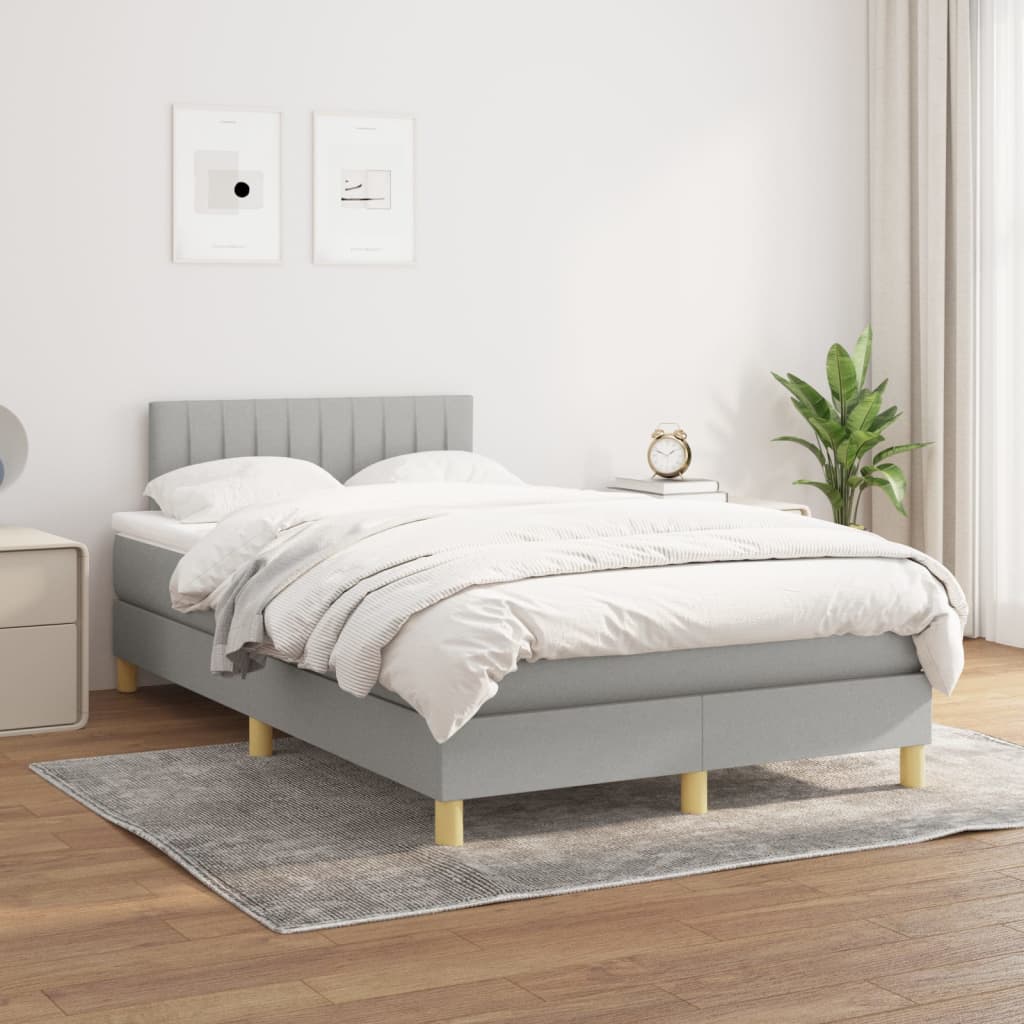 Boxspring Met Matras Stof Lichtgrijs 120X190 Cm Grijs