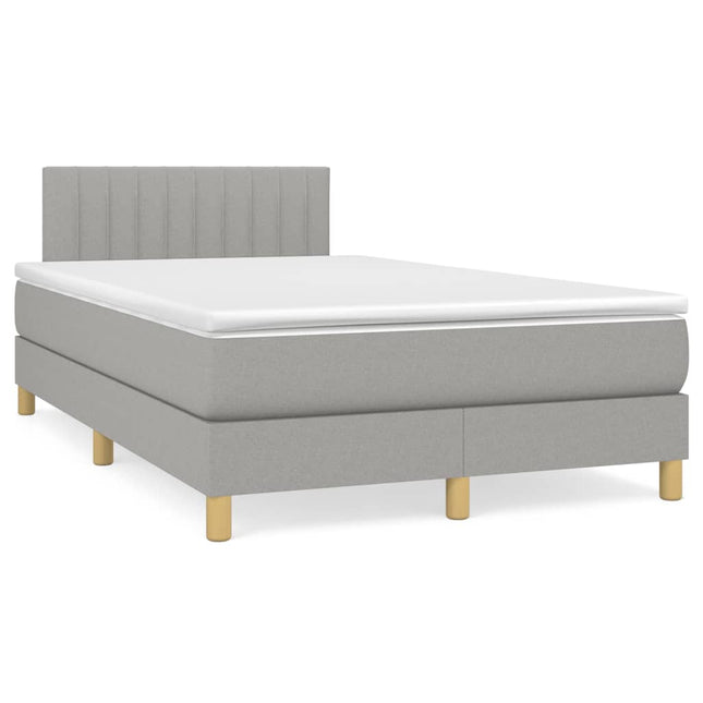 Boxspring Met Matras Stof Lichtgrijs 120X190 Cm Grijs