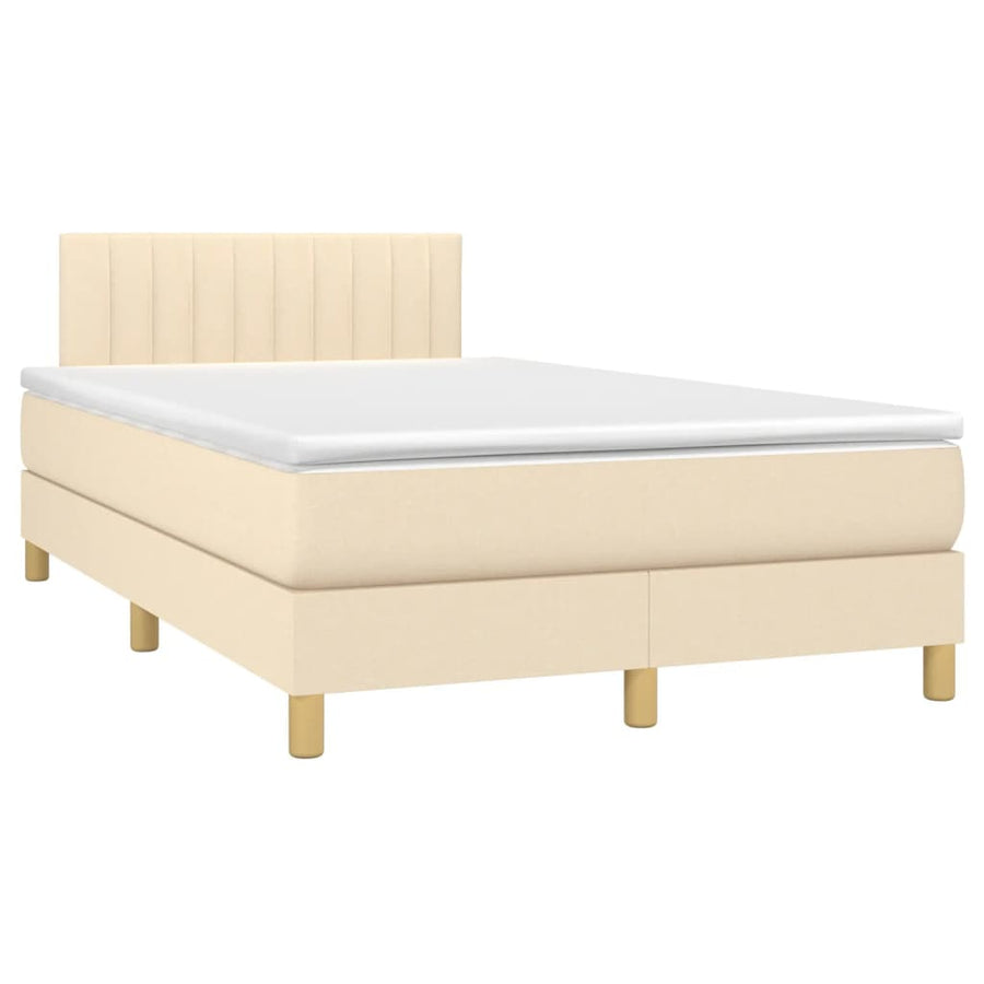 Boxspring Met Matras Stof Crèmekleurig 120X190 Cm