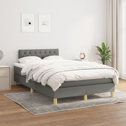 Boxspring met matras stof donkergrijs 120x190 cm