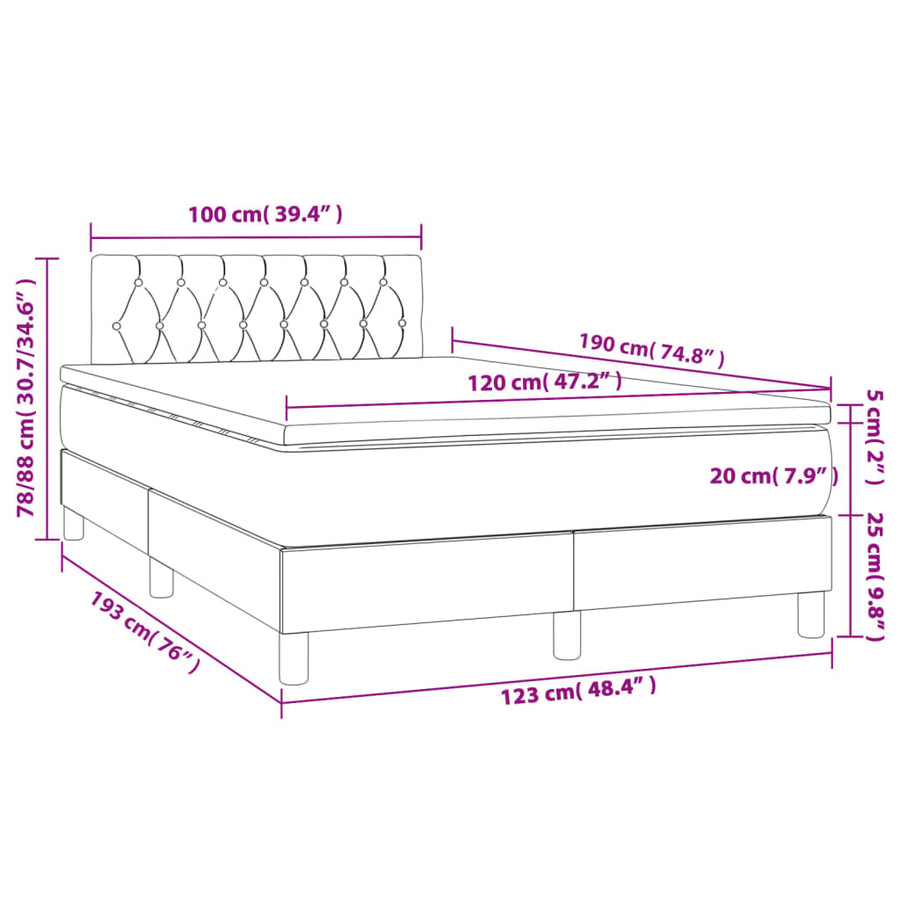 Boxspring met matras stof donkergrijs 120x190 cm