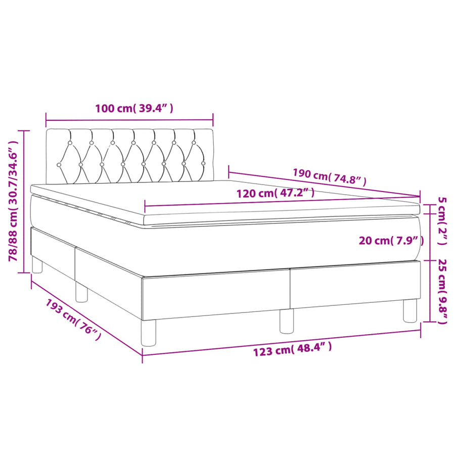Boxspring met matras stof zwart 120x190 cm