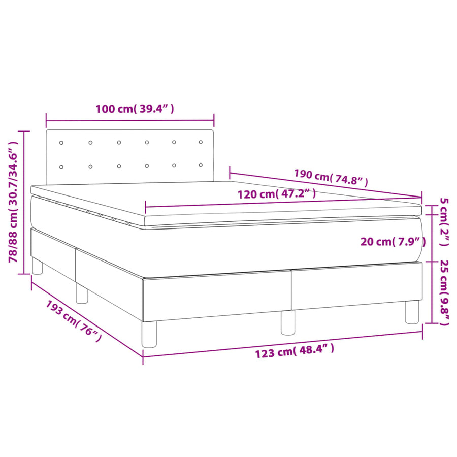 Boxspring Met Matras Stof Zwart 120X190 Cm
