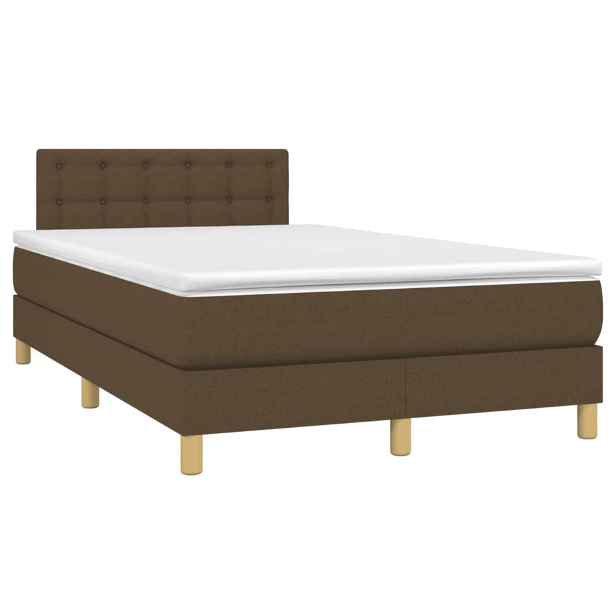 Boxspring Met Matras Stof Donkerbruin 120X190 Cm