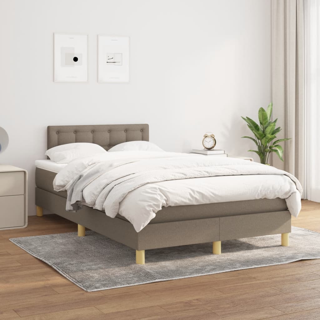 Boxspring Met Matras Stof Taupe 120X190 Cm