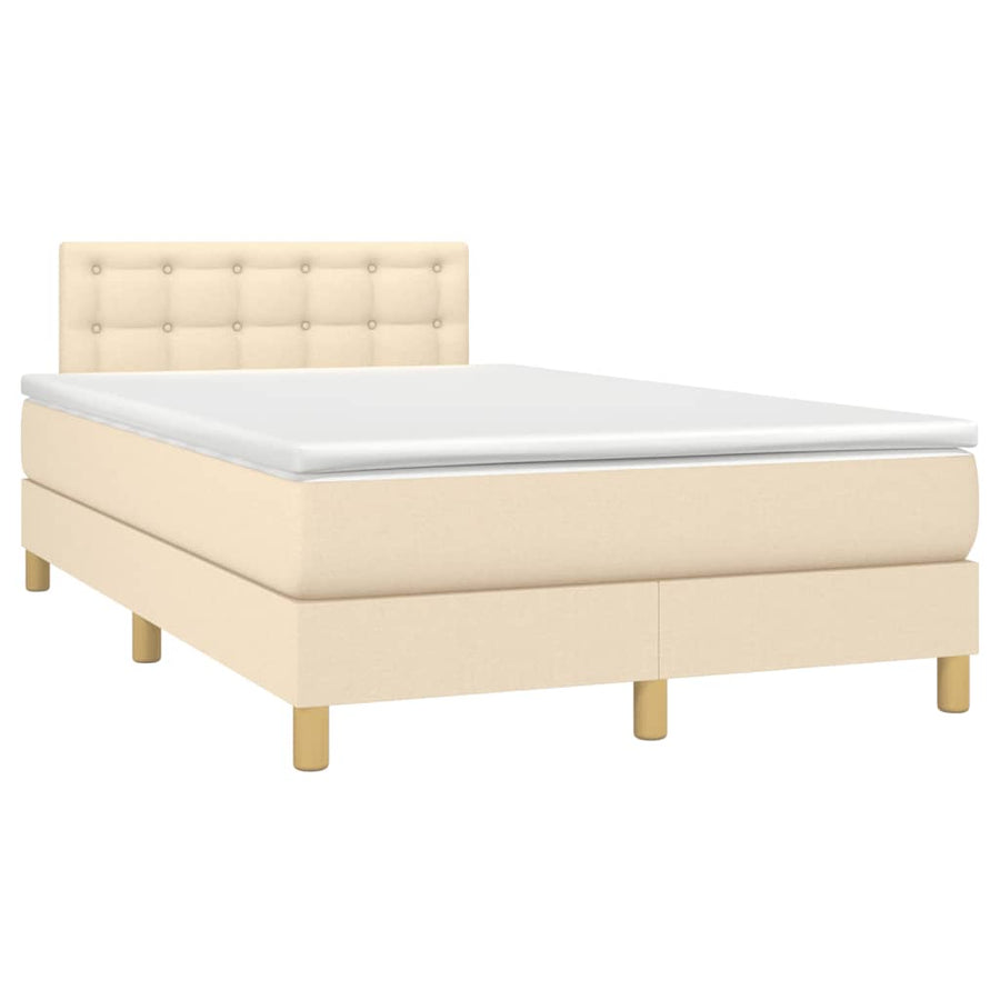 Boxspring met matras stof crèmekleurig 120x190 cm