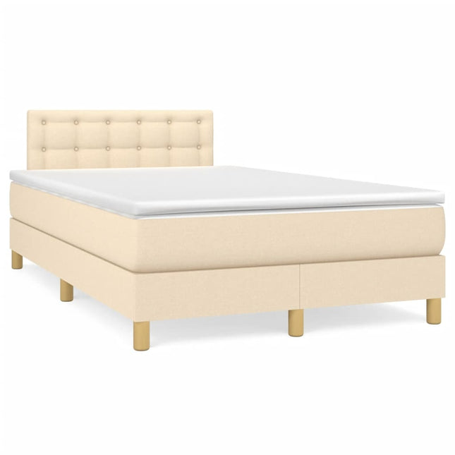 Boxspring met matras stof crèmekleurig 120x190 cm