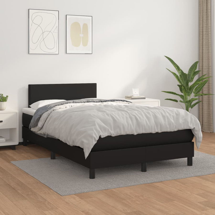 Boxspring Met Matras Kunstleer Zwart 120X190 Cm