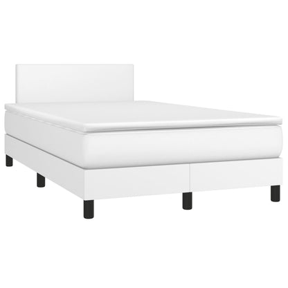 Boxspring Met Matras Kunstleer Wit 120X190 Cm