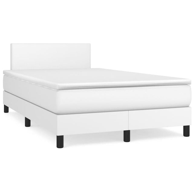 Boxspring Met Matras Kunstleer Wit 120X190 Cm