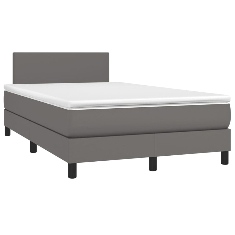 Boxspring Met Matras Kunstleer Grijs 120X190 Cm