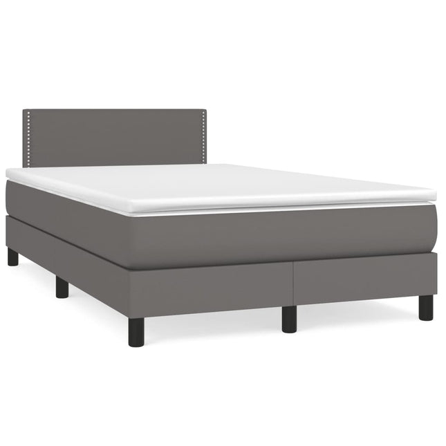 Boxspring Met Matras Kunstleer Grijs 120X190 Cm