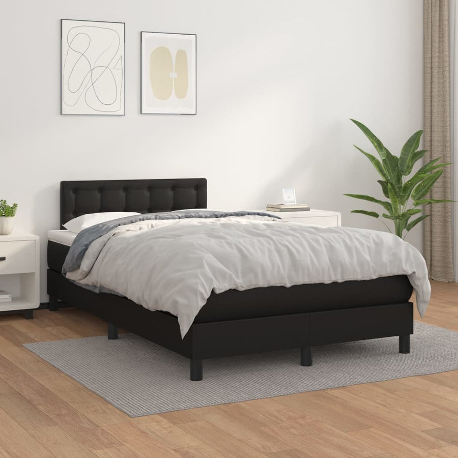 Boxspring Met Matras Kunstleer Zwart 120X190 Cm