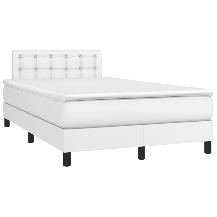 Boxspring Met Matras Kunstleer Wit 120X190 Cm