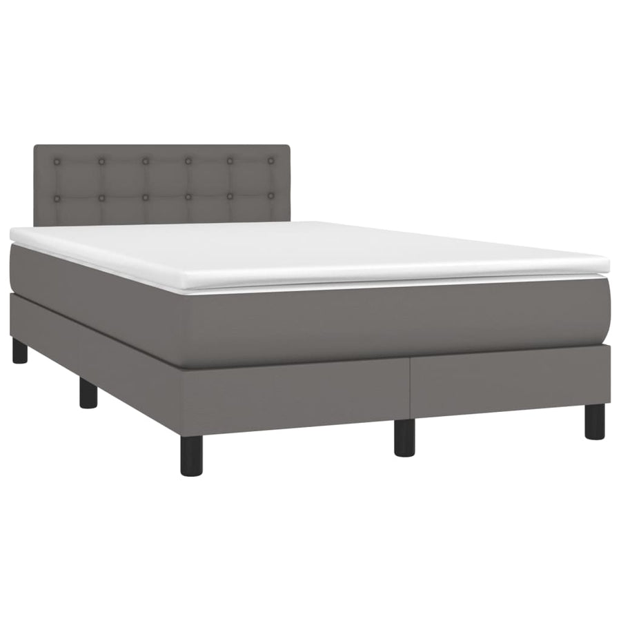 Boxspring Met Matras Kunstleer Grijs 120X190 Cm