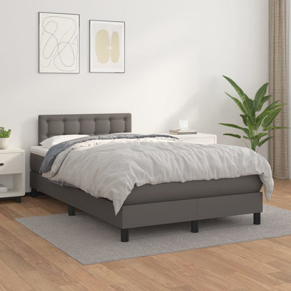 Boxspring Met Matras Kunstleer Grijs 120X190 Cm