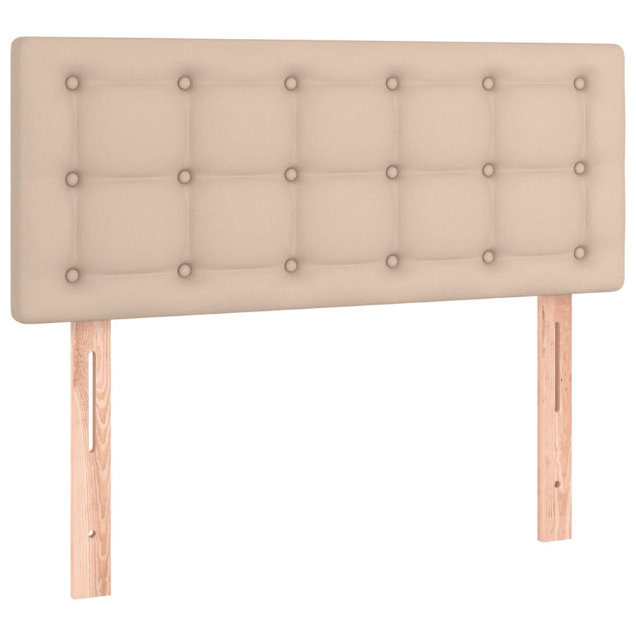 Boxspring Met Matras Kunstleer Cappuccinokleurig 120X190 Cm