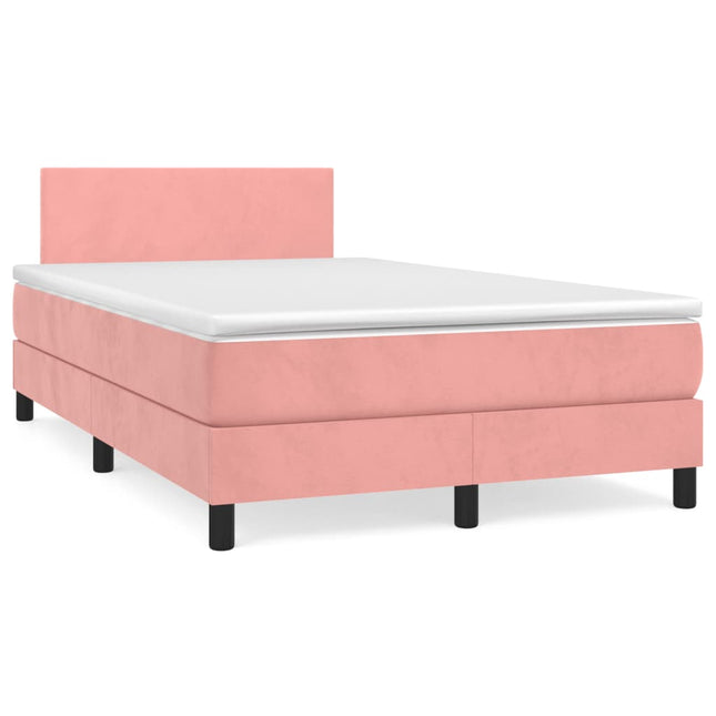 Boxspring met matras fluweel roze 120x190 cm