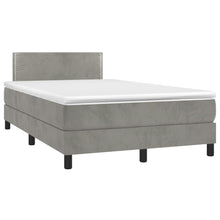 Boxspring met matras fluweel lichtgrijs 120x190 cm