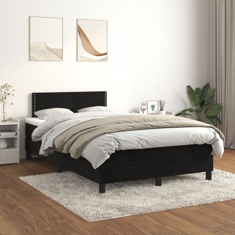 Boxspring met matras fluweel zwart 120x190 cm