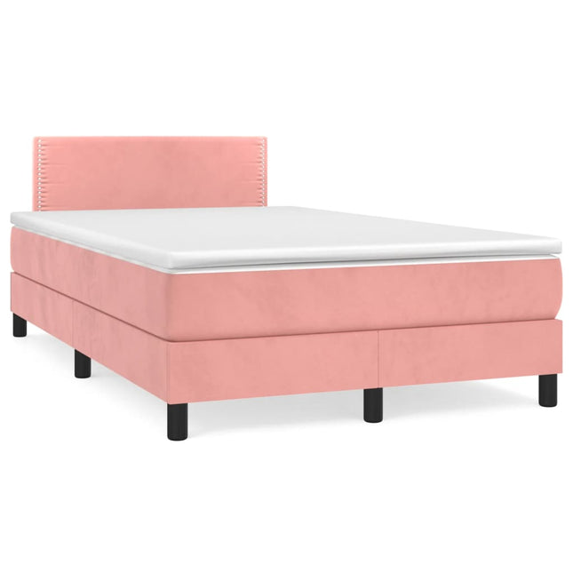 Boxspring met matras fluweel roze 120x190 cm