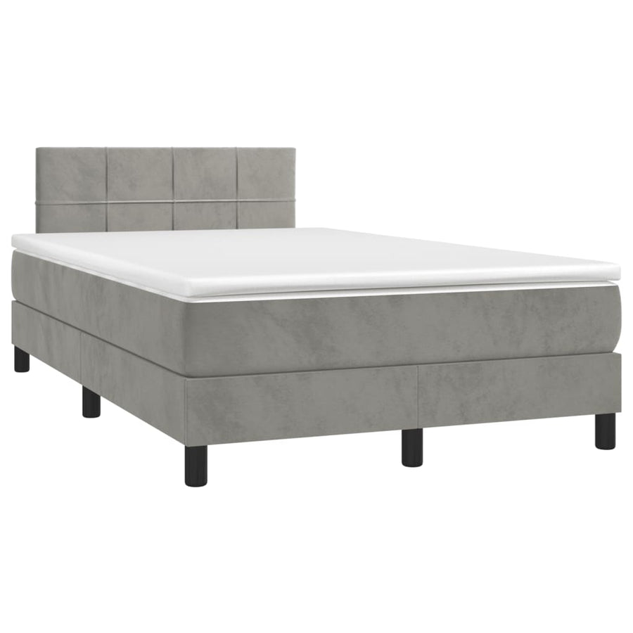 Boxspring met matras fluweel lichtgrijs 120x190 cm