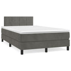 Boxspring met matras fluweel donkergrijs 120x190 cm