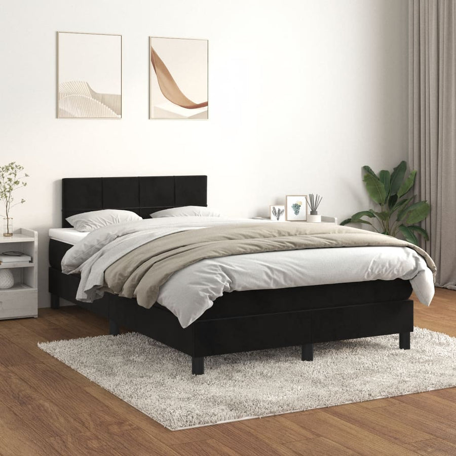 Boxspring met matras fluweel zwart 120x190 cm