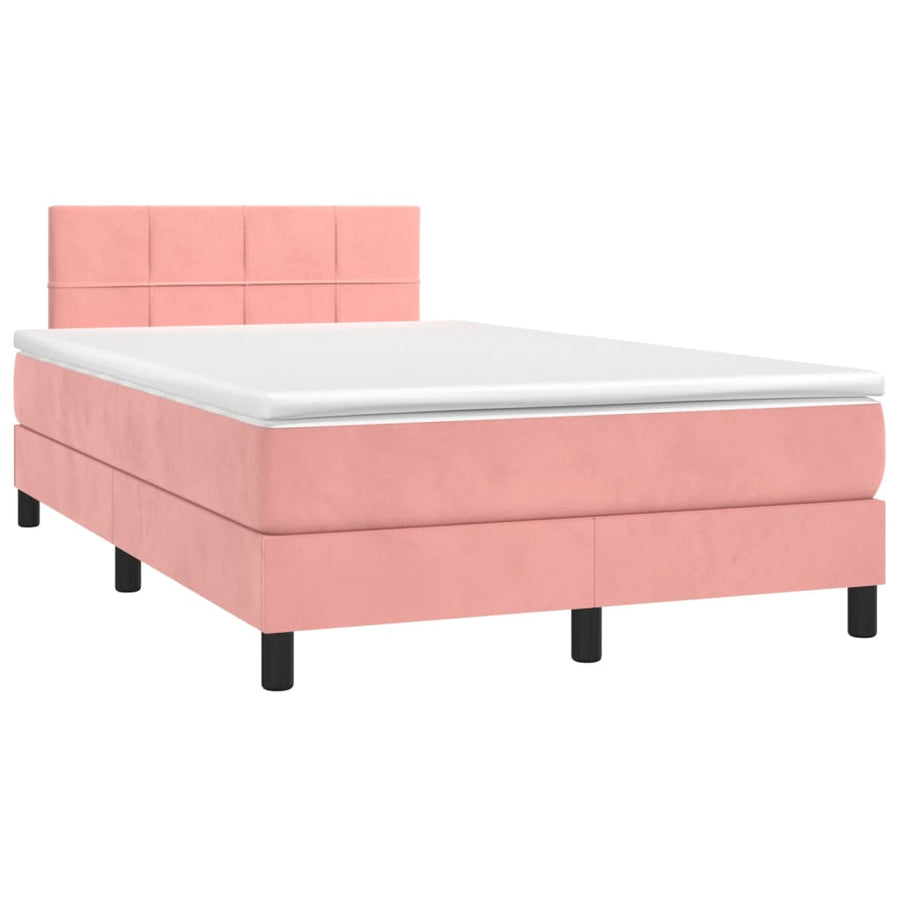 Boxspring met matras fluweel roze 120x190 cm