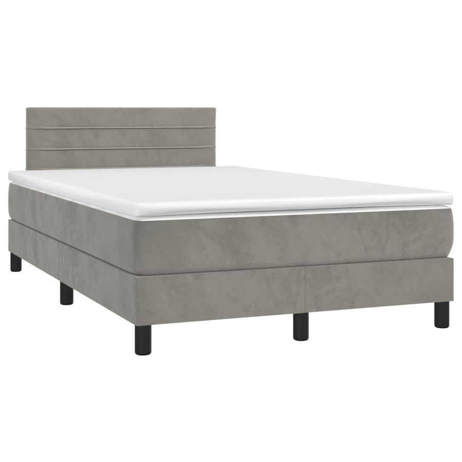 Boxspring met matras fluweel lichtgrijs 120x190 cm