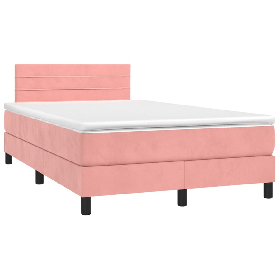 Boxspring met matras fluweel roze 120x190 cm