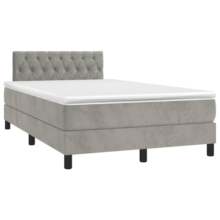 Boxspring met matras fluweel lichtgrijs 120x190 cm