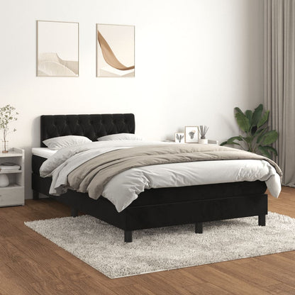 Boxspring met matras fluweel zwart 120x190 cm