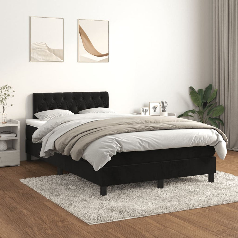Boxspring met matras fluweel zwart 120x190 cm