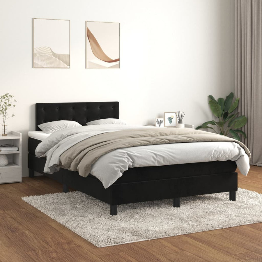 Boxspring met matras fluweel zwart 120x190 cm