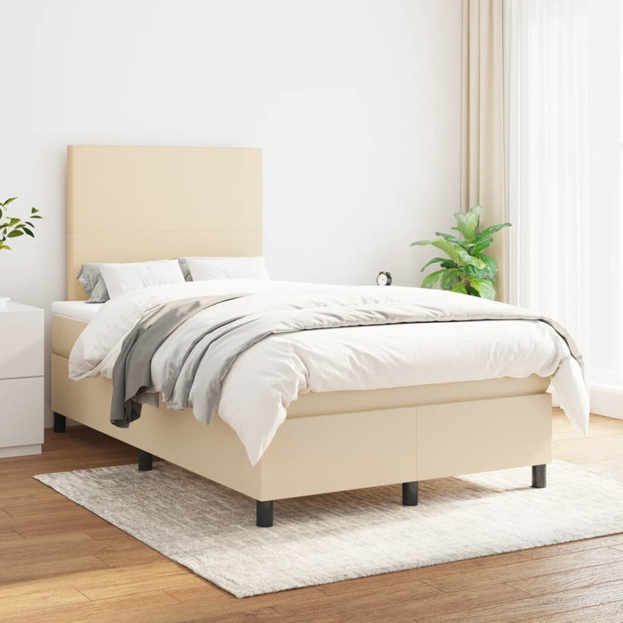 Boxspring met matras stof crèmekleurig 120x190 cm