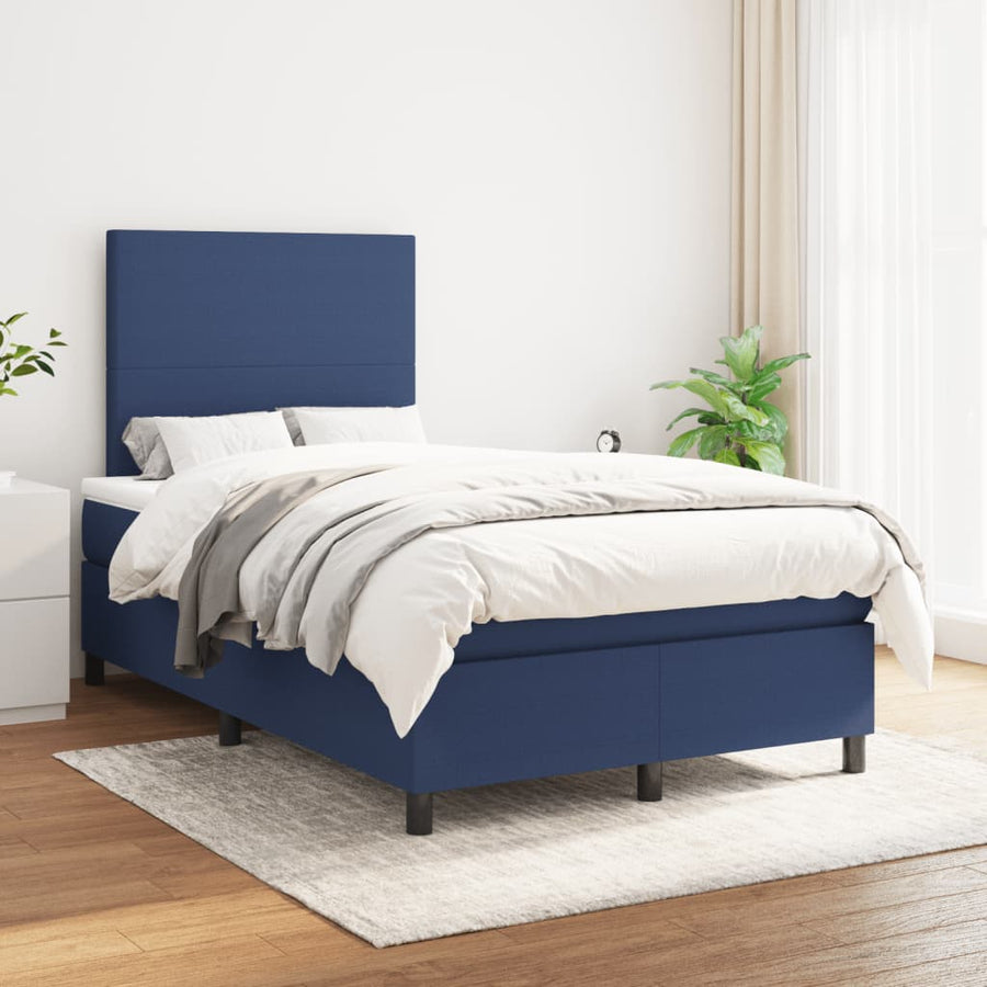 Boxspring Met Matras Stof 120 x 190 cm Blauw