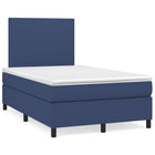 Boxspring met matras stof blauw 120x190 cm