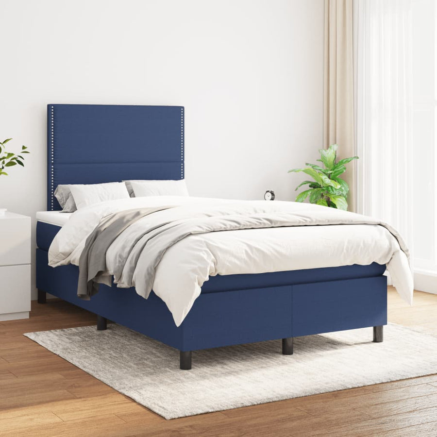 Boxspring Met Matras Stof 120 x 190 cm Blauw