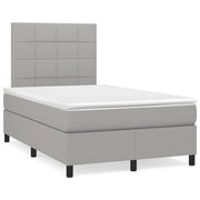 Box spring with light grey fabric mattress 120x190 cm