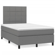 Box spring with mattress fabric dark grey 120x190 cm