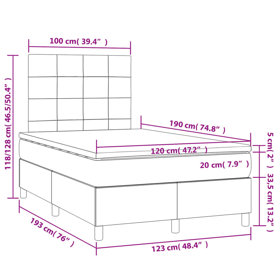Boxspring met matras stof donkerbruin 120x190 cm