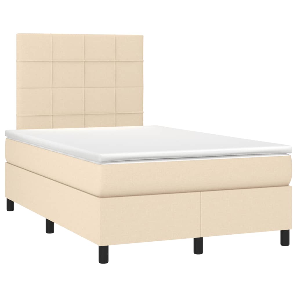 Boxspring met matras stof crèmekleurig 120x190 cm
